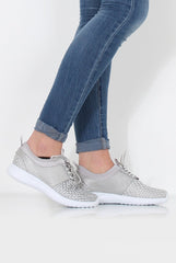 Karlee Silver Woven Trainers