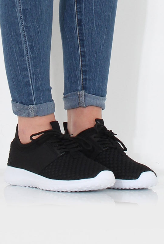 Karlee Black Woven Trainers