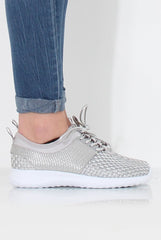 Karlee Silver Woven Trainers