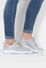 Karlee Silver Woven Trainers
