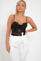 White Paper Bag Tie Waist Cigarette Trousers - Karmen