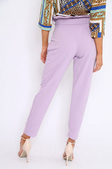 Lilac Paper Bag Tie Waist Cigarette Trousers - Karmen