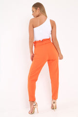 Orange Paper Bag Tie Waist Cigarette Trousers - Karmen