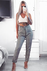 Hound-Tooth Paper Bag Tie Waist Cigarette Trousers - Karmen