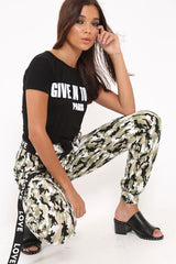 Black Crew Neck Give In To Me Slogan T-Shirt - Karolina