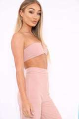 Rose Deep Plunge Metal V Boobtube - Karolynn