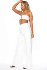 White Deep Plunge Metal V Boobtube - Karolynn