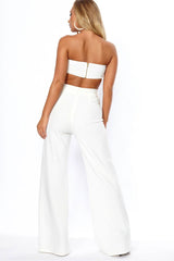 White Deep Plunge Metal V Boobtube - Karolynn