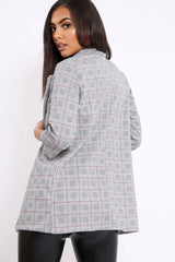 Hounds-tooth Red Tartan Blazer - Karrie