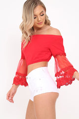 White Distressed Denim Hot Pants - Karry