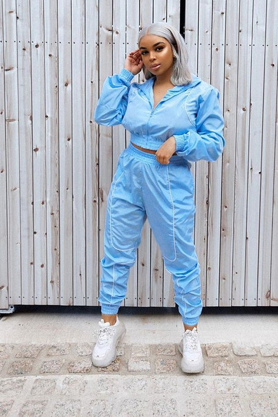Light Blue Zip Front Hoodie Cuff Jogger Co-Ord - Kason
