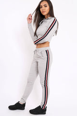 Grey Tracksuit with Red White and Black Side Stripe - Kasey