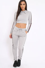 Grey Tracksuit with Red White and Black Side Stripe - Kasey