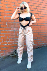 Stone Slit Hem Shell Cargo Joggers - Kasey