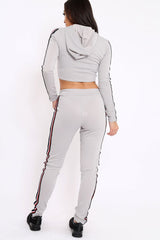 Grey Tracksuit with Red White and Black Side Stripe - Kasey