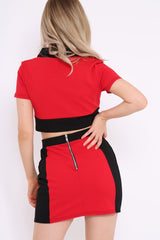 Red and Black Crop Top and Mini Skirt Co-ord - Kasie
