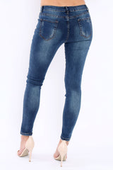 Blue Jewelled and Distressed Jeans - Kasi