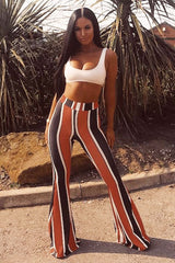 Orange and Navy Stripe Ribbed Flares - Kassy