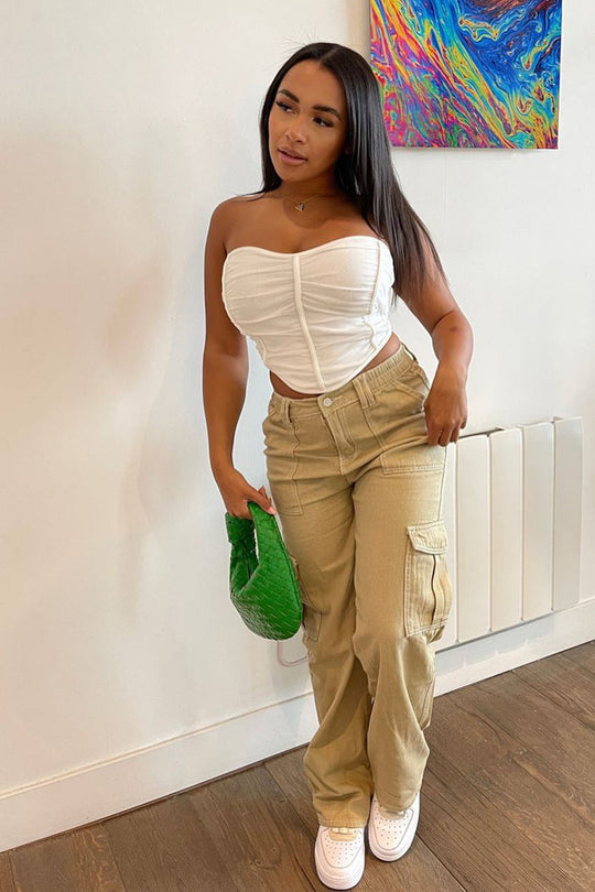 White Mesh Corset Bandeau Crop Top - Summer