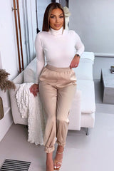 Stone Luxe Satin Joggers - Ilona