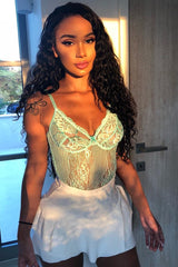 Mint Sheer Lace Bodysuit - Katia