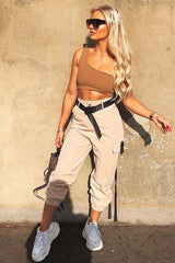 Camel Utility Buckle Trouser - Zarie