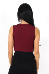 Kay Wine Tie Front Top