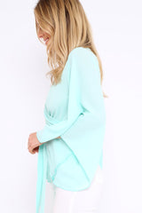 Turquoise Wrap Tie Crop Blouse - Kay