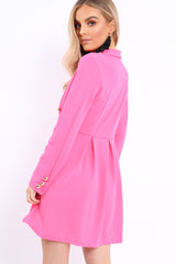 Fuchsia Button Detail Blazer Dress - Kayleigh