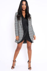 Hound-Tooth Button Detail Blazer Dress - Kayleigh