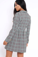 Hound-Tooth Button Detail Blazer Dress - Kayleigh