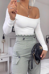 Black Green Check Frill Detail Trousers - Bristal