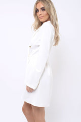 White Button Detail Blazer Dress - Kayleigh