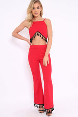 Red Tassel Hem Co-ord Set - Kaylyn