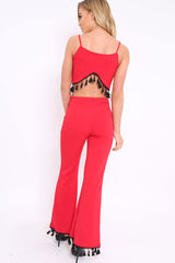 Red Tassel Hem Co-ord Set - Kaylyn