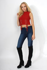 Keelly Rust High Neck Tie Up Top