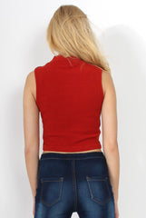 Keelly Rust High Neck Tie Up Top