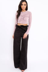 Lilac Twist Knot Front Crop Top - Keely