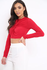 Red Twist Knot Front Crop Top - Keely