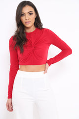 Red Twist Knot Front Crop Top - Keely