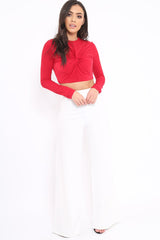 Red Twist Knot Front Crop Top - Keely