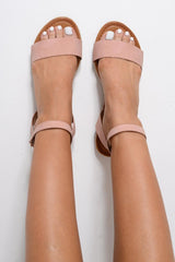 Pink Simple Ankle Strap Sandals  -Keicy
