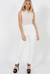 White Mesh Flocked Jumpsuit - Keira