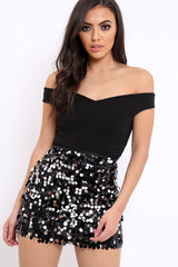 Silver Disc Sequin Mini Skirt - Kelani
