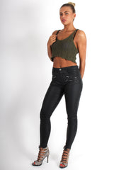 Kelis Khaki Crochet Crop Top