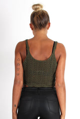 Kelis Khaki Crochet Crop Top