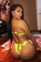 Yellow Snake Print Underwire Bikini - Curie
