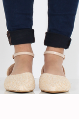 Nude Woven Pointed Flat Shoes - Kelsa