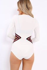 White Bodysuit with Cut Out Middle - Kelsa