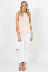 Nude Scallop Hem High Neck Vest - Kelsey